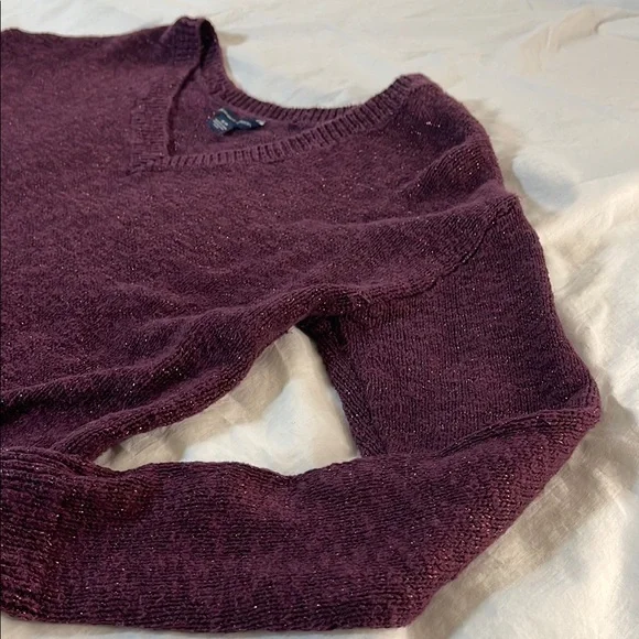 American Eagle Outfitters Rich Burgundy V-Neck Sweater - Picture 1 of 11